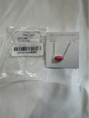 Kendra Scott Elisa Gold Necklace with Neon Pink Stone